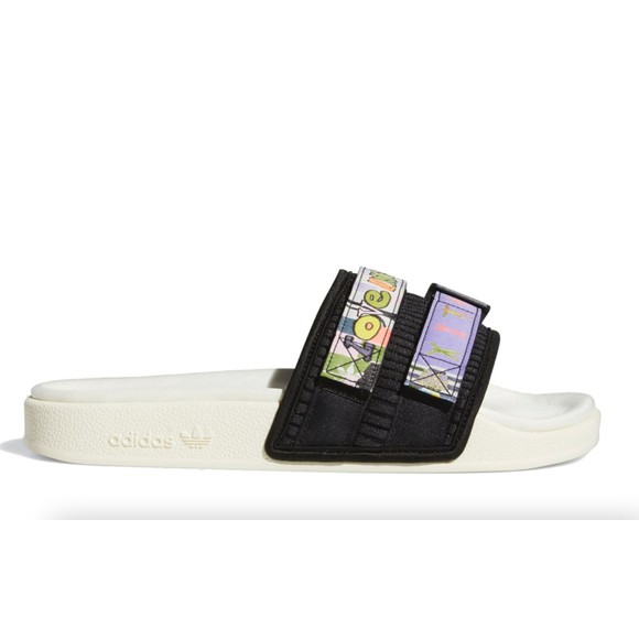 NEW Adidas Adilette 2.0 Pride Men's Slides Off White Core Black Light Purple US8 - Picture 4 of 12